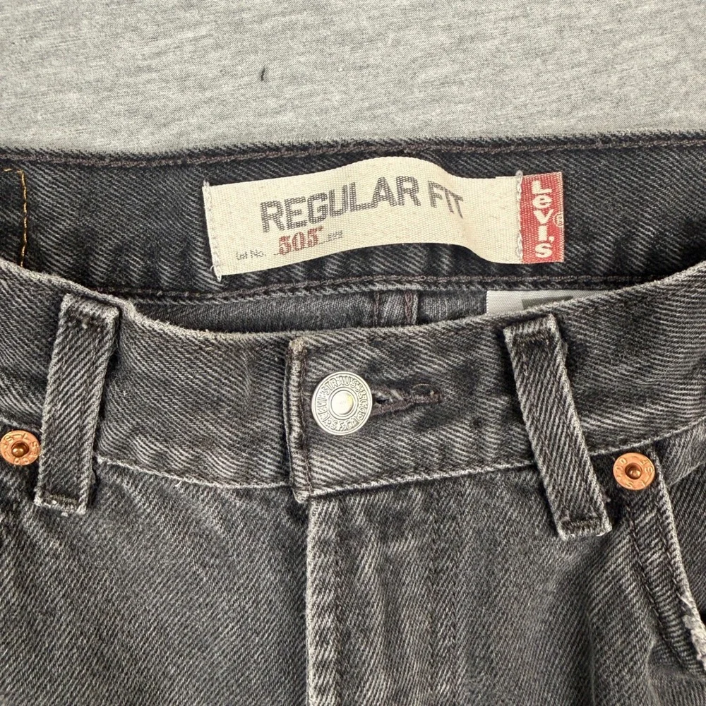 Levis 505 Regular Fit Jeans Mens 33x30 Faded Black Straight Leg Denim 00505-0260
